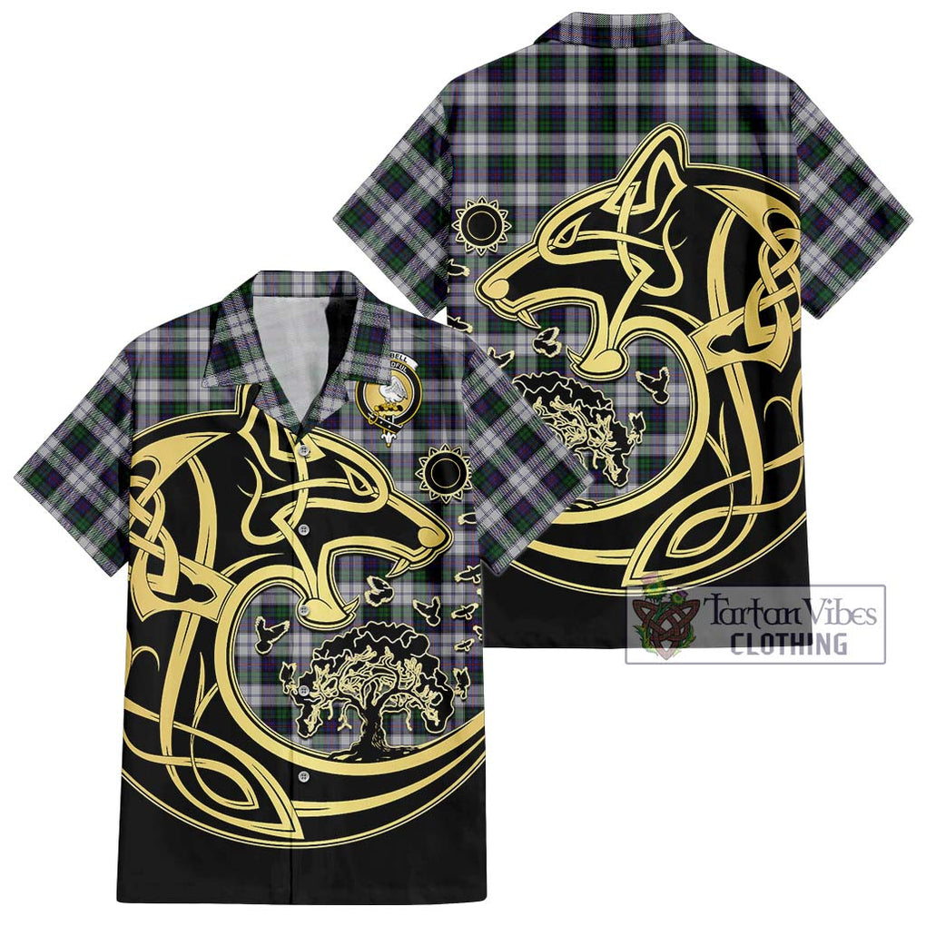 Campbell of Cawdor Dress Tartan Short Sleeve Button Shirt with Family Crest Celtic Wolf Style Kid - Tartan Vibes Clothing