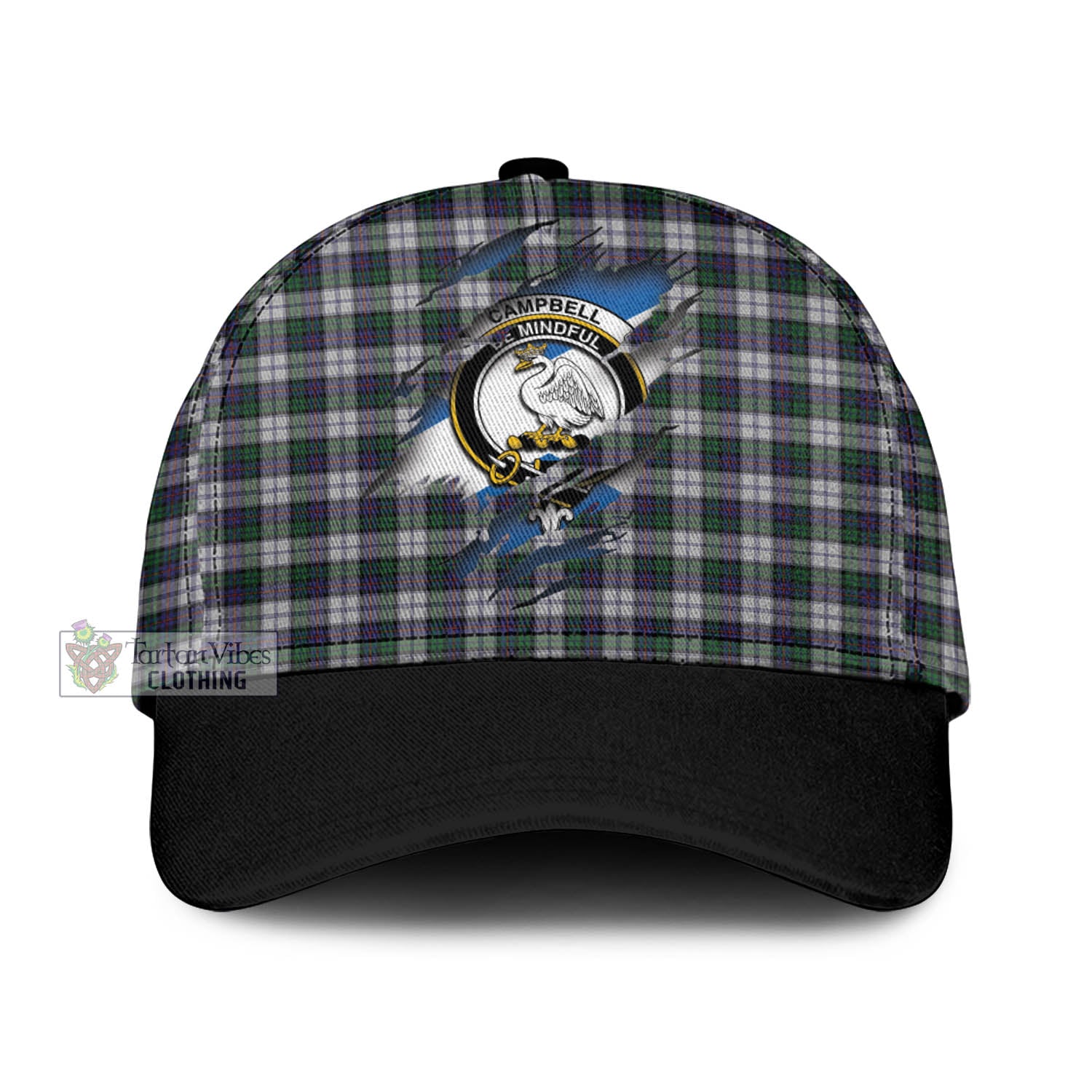 Tartan Vibes Clothing Campbell of Cawdor Dress Tartan Classic Cap with Family Crest In Me Style