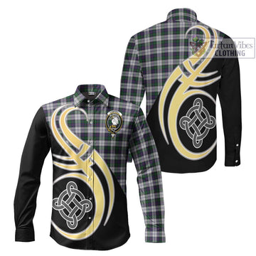 Campbell of Cawdor Dress Tartan Long Sleeve Button Shirt with Family Crest and Celtic Symbol Style