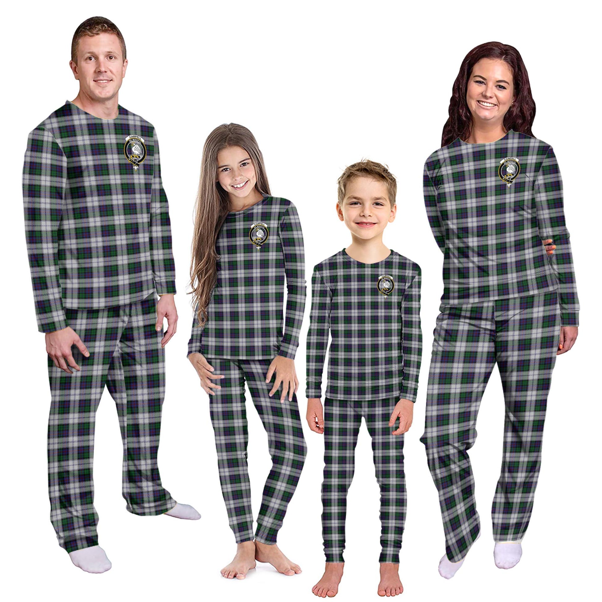 Campbell of Cawdor Dress Tartan Pajamas Family Set with Family Crest Kid - Tartan Vibes Clothing