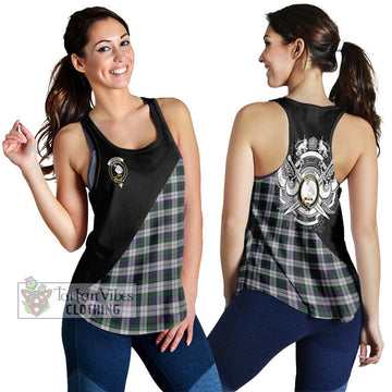 Campbell of Cawdor Dress Tartan Women's Racerback Tanks with Family Crest and Military Logo Style