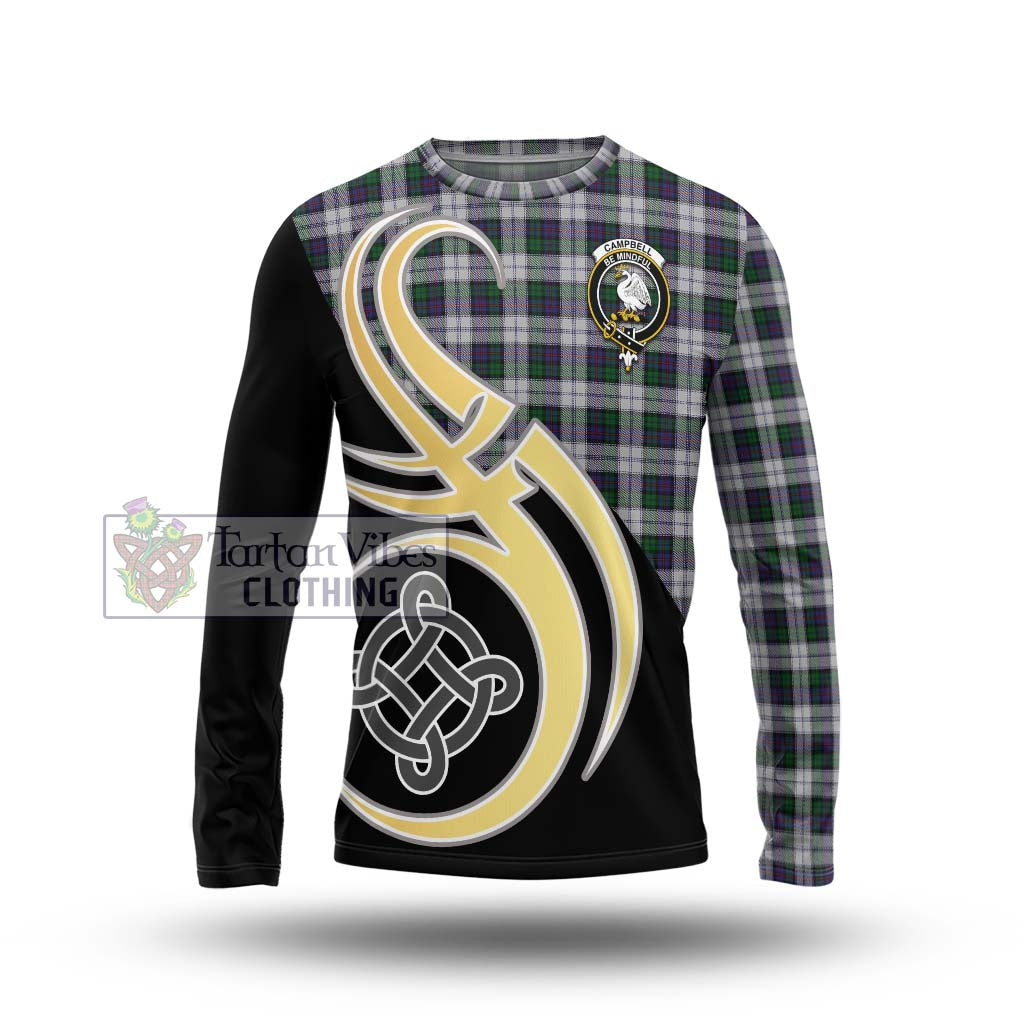 Campbell of Cawdor Dress Tartan Long Sleeve T-Shirt with Family Crest and Celtic Symbol Style Unisex - Tartan Vibes Clothing