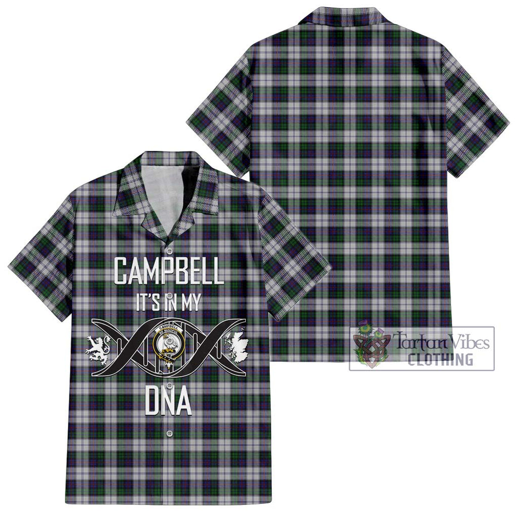 Campbell of Cawdor Dress Tartan Short Sleeve Button Shirt with Family Crest DNA In Me Style Kid - Tartanvibesclothing Shop