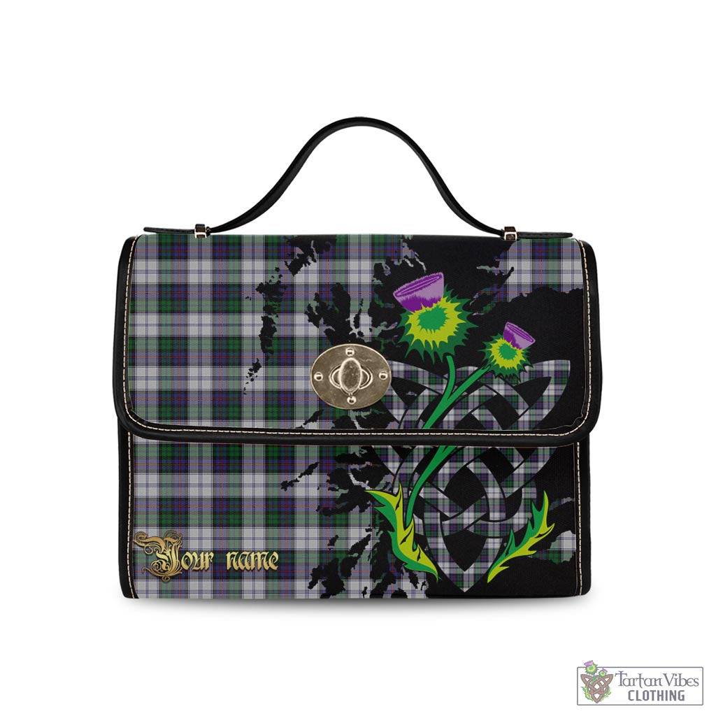 Tartan Vibes Clothing Campbell of Cawdor Dress Tartan Waterproof Canvas Bag with Scotland Map and Thistle Celtic Accents