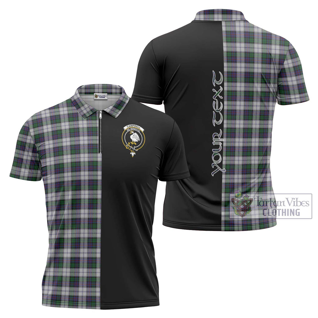 Campbell of Cawdor Dress Tartan Zipper Polo Shirt with Family Crest and Half Of Me Style Unisex - Tartanvibesclothing Shop