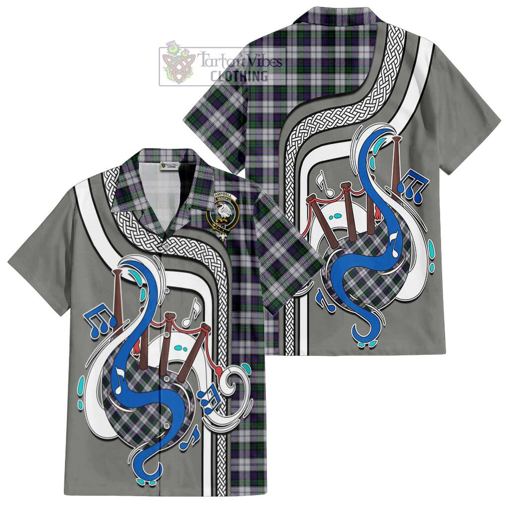 Campbell of Cawdor Dress Tartan Short Sleeve Button Shirt with Epic Bagpipe Style Kid - Tartanvibesclothing Shop