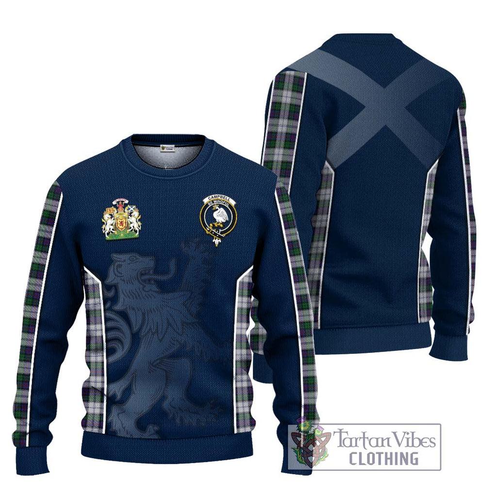 Campbell of Cawdor Dress Tartan Knitted Sweater with Family Crest and Lion Rampant Vibes Sport Style Unisex - Tartan Vibes Clothing