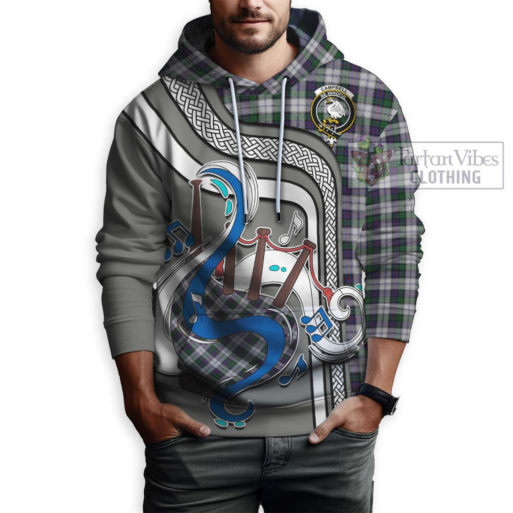 Campbell of Cawdor Dress Tartan Hoodie with Epic Bagpipe Style Zip Hoodie - Tartanvibesclothing Shop