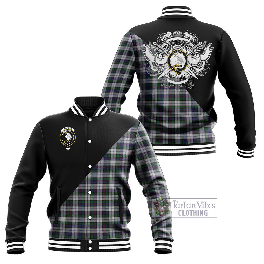 Campbell of Cawdor Dress Tartan Baseball Jacket with Family Crest and Military Logo Style Unisex - Tartanvibesclothing Shop