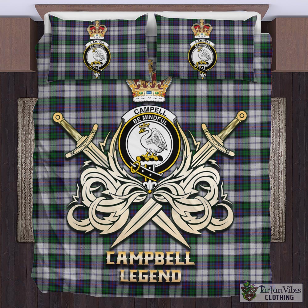 Tartan Vibes Clothing Campbell of Cawdor Dress Tartan Bedding Set with Clan Crest and the Golden Sword of Courageous Legacy