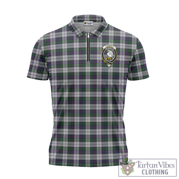 Campbell of Cawdor Dress Tartan Zipper Polo Shirt with Family Crest