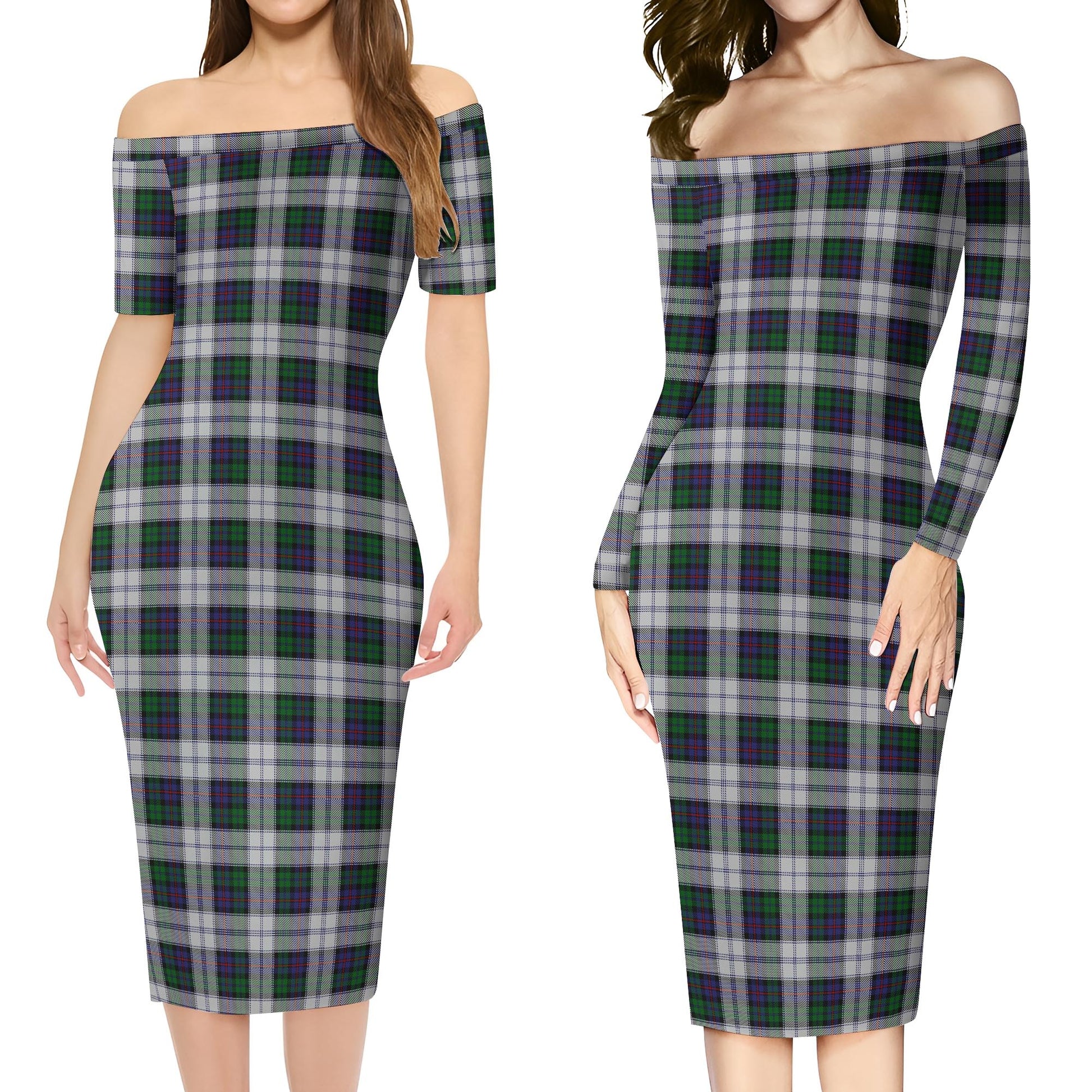 Campbell of Cawdor Dress Tartan Off Shoulder Lady Dress Women's Dress - Tartanvibesclothing