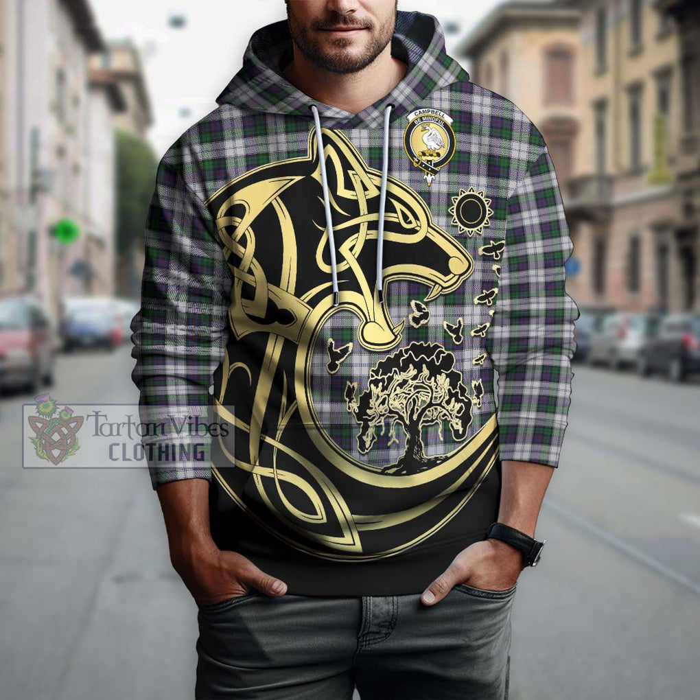 Campbell of Cawdor Dress Tartan Hoodie with Family Crest Celtic Wolf Style Zip Hoodie - Tartan Vibes Clothing