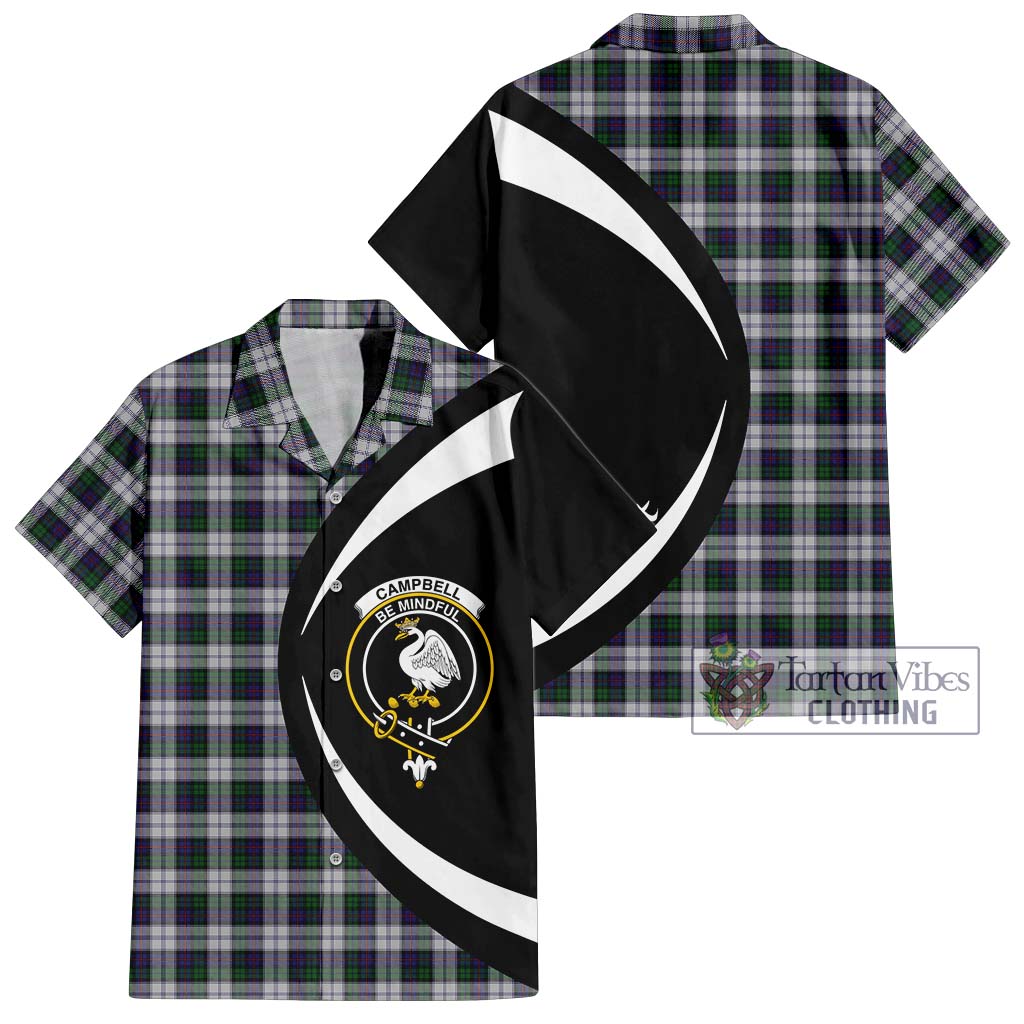 Campbell of Cawdor Dress Tartan Short Sleeve Button Up with Family Crest Circle Style Kid - Tartan Vibes Clothing