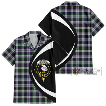 Campbell of Cawdor Dress Tartan Short Sleeve Button Up with Family Crest Circle Style