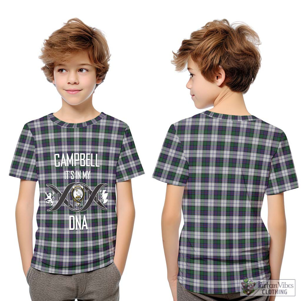 Campbell of Cawdor Dress Tartan Kid T-Shirt with Family Crest DNA In Me Style Youth XL Size14 - Tartanvibesclothing Shop