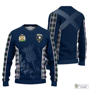 Campbell of Cawdor Dress Tartan Knitted Sweatshirt with Family Crest and Scottish Thistle Vibes Sport Style