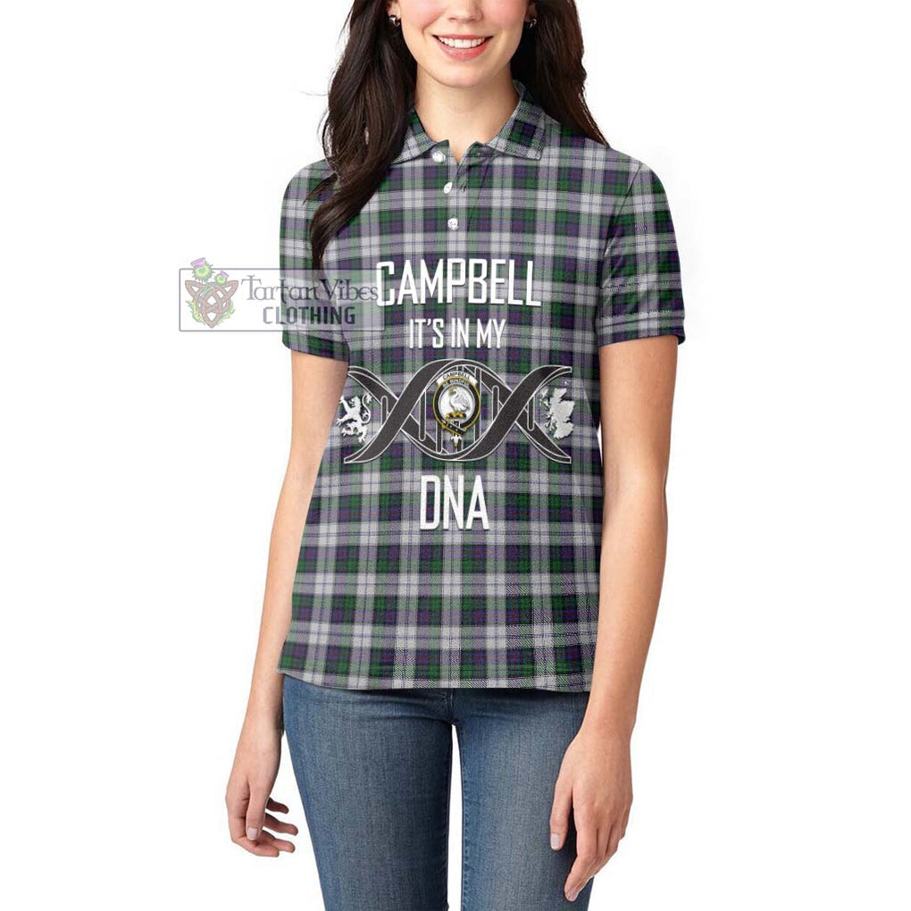 Campbell of Cawdor Dress Tartan Women's Polo Shirt with Family Crest DNA In Me Style Women - Tartanvibesclothing Shop