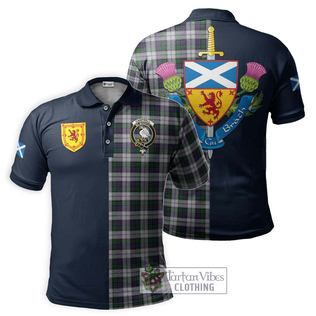 Tartan Vibes Clothing Campbell of Cawdor Dress Tartan Polo Shirt with Scottish Lion Royal Arm Half Style