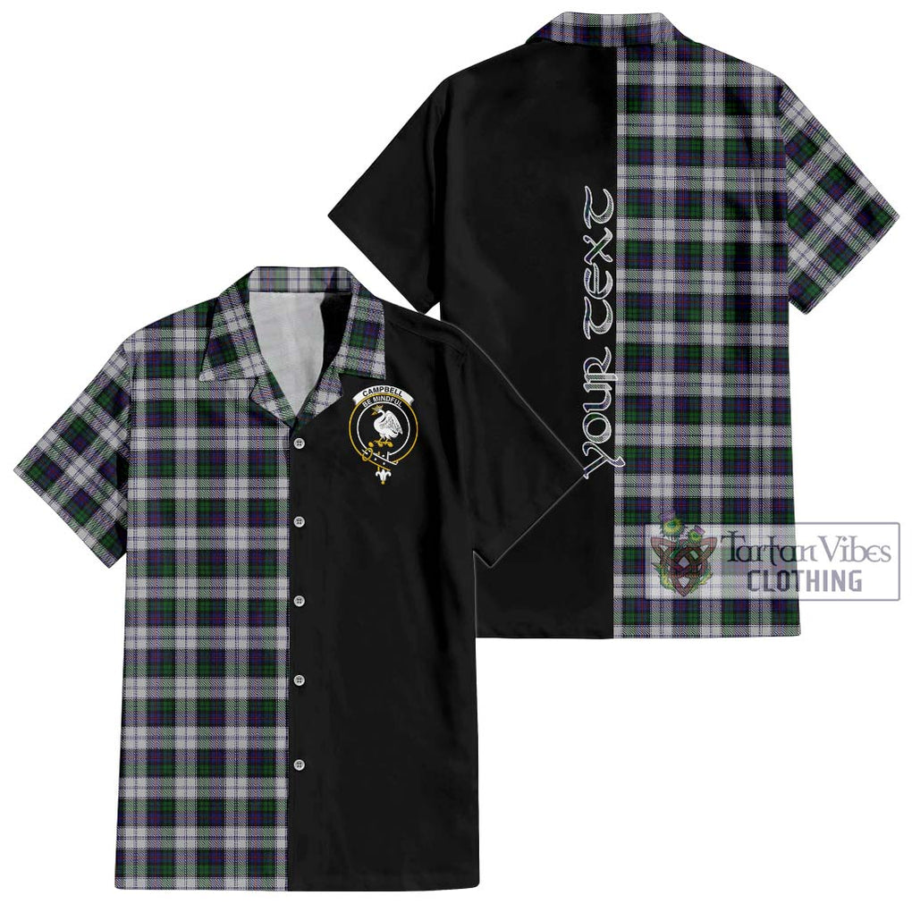 Campbell of Cawdor Dress Tartan Short Sleeve Button Shirt with Family Crest and Half Of Me Style Kid - Tartanvibesclothing Shop