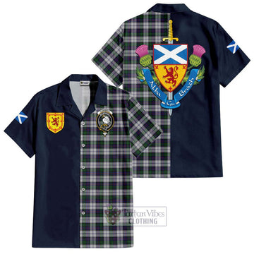 Campbell of Cawdor Dress Tartan Short Sleeve Button Shirt Alba with Scottish Lion Royal Arm Half Style