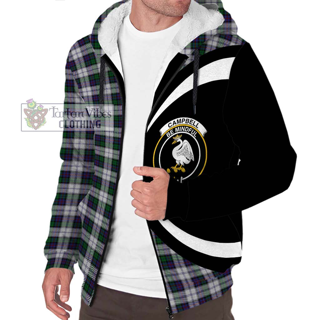 Campbell of Cawdor Dress Tartan Sherpa Hoodie with Family Crest Circle Style Unisex S - Tartan Vibes Clothing