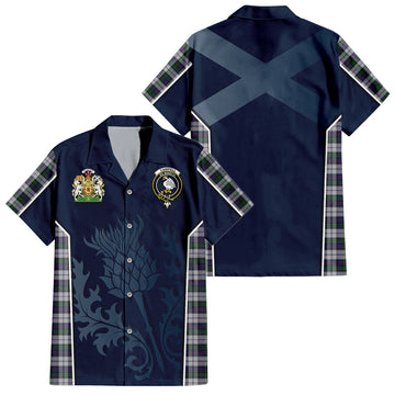 Campbell of Cawdor Dress Tartan Short Sleeve Button Up Shirt with Family Crest and Scottish Thistle Vibes Sport Style