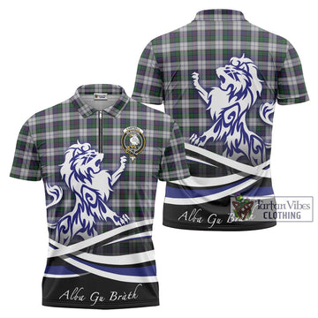 Campbell of Cawdor Dress Tartan Zipper Polo Shirt with Alba Gu Brath Regal Lion Emblem