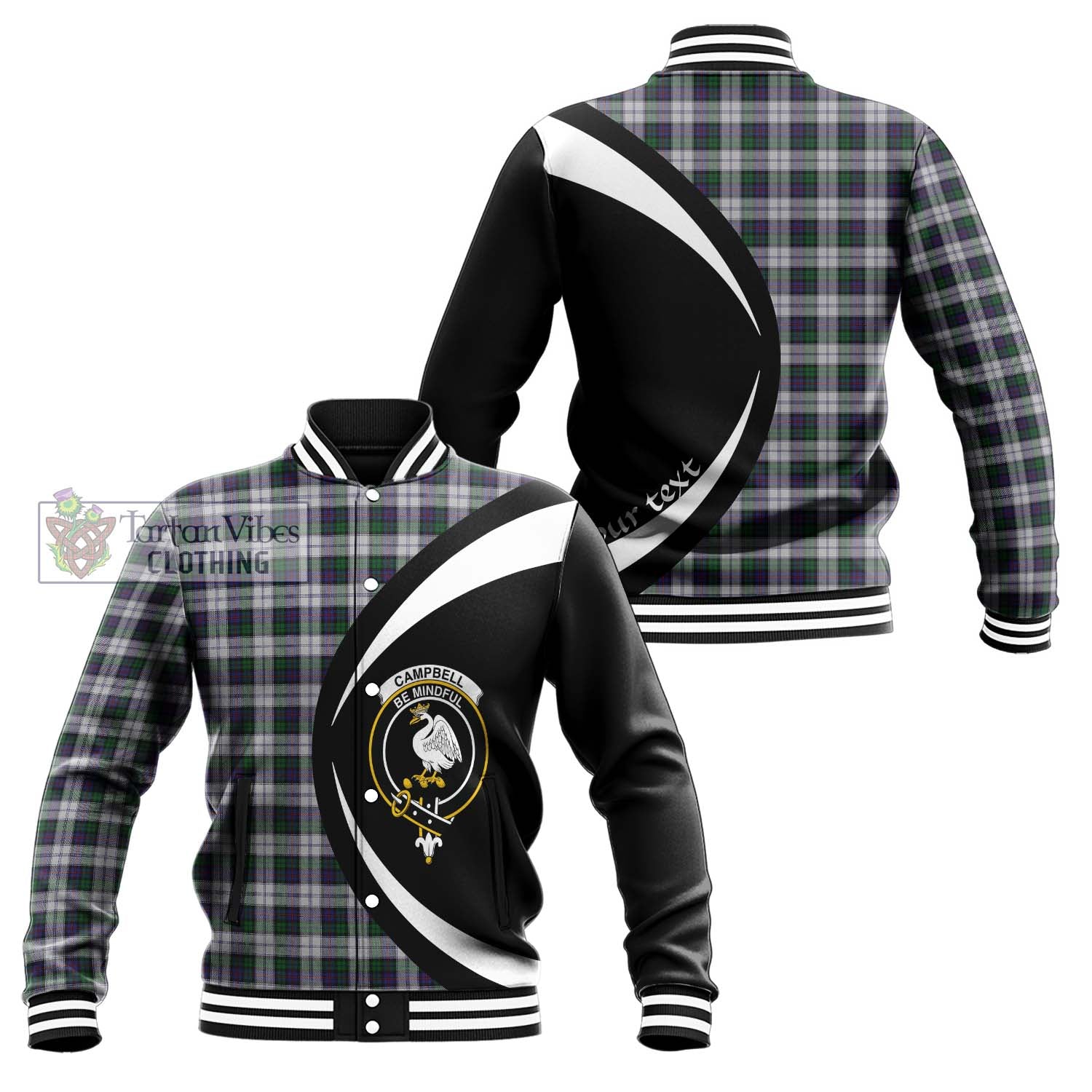 Campbell of Cawdor Dress Tartan Baseball Jacket with Family Crest Circle Style Unisex - Tartan Vibes Clothing