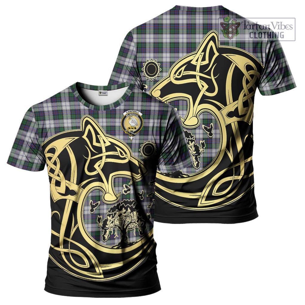 Campbell of Cawdor Dress Tartan T-Shirt with Family Crest Celtic Wolf Style Kid's Shirt - Tartan Vibes Clothing