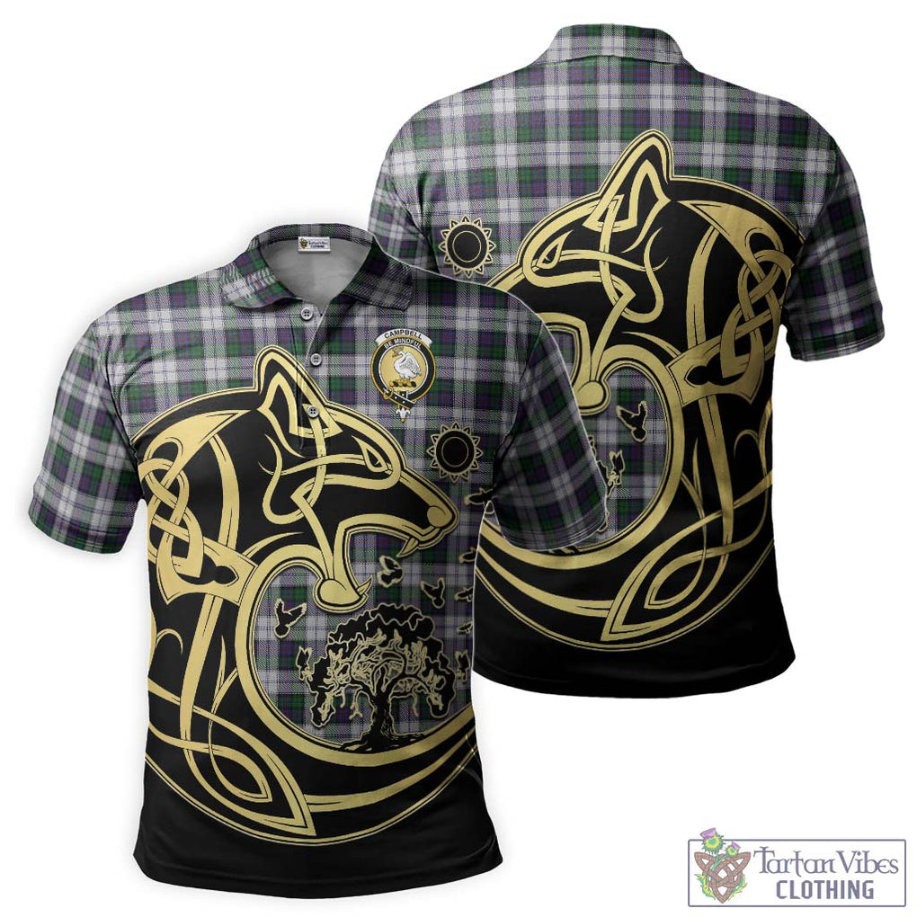 Campbell of Cawdor Dress Tartan Polo Shirt with Family Crest Celtic Wolf Style Kid - Tartanvibesclothing Shop