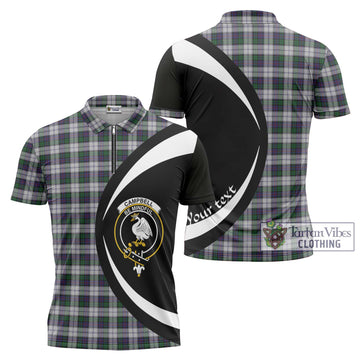 Campbell of Cawdor Dress Tartan Zipper Polo Shirt with Family Crest Circle Style