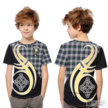 Campbell of Cawdor Dress Tartan Kid T-Shirt with Family Crest and Celtic Symbol Style