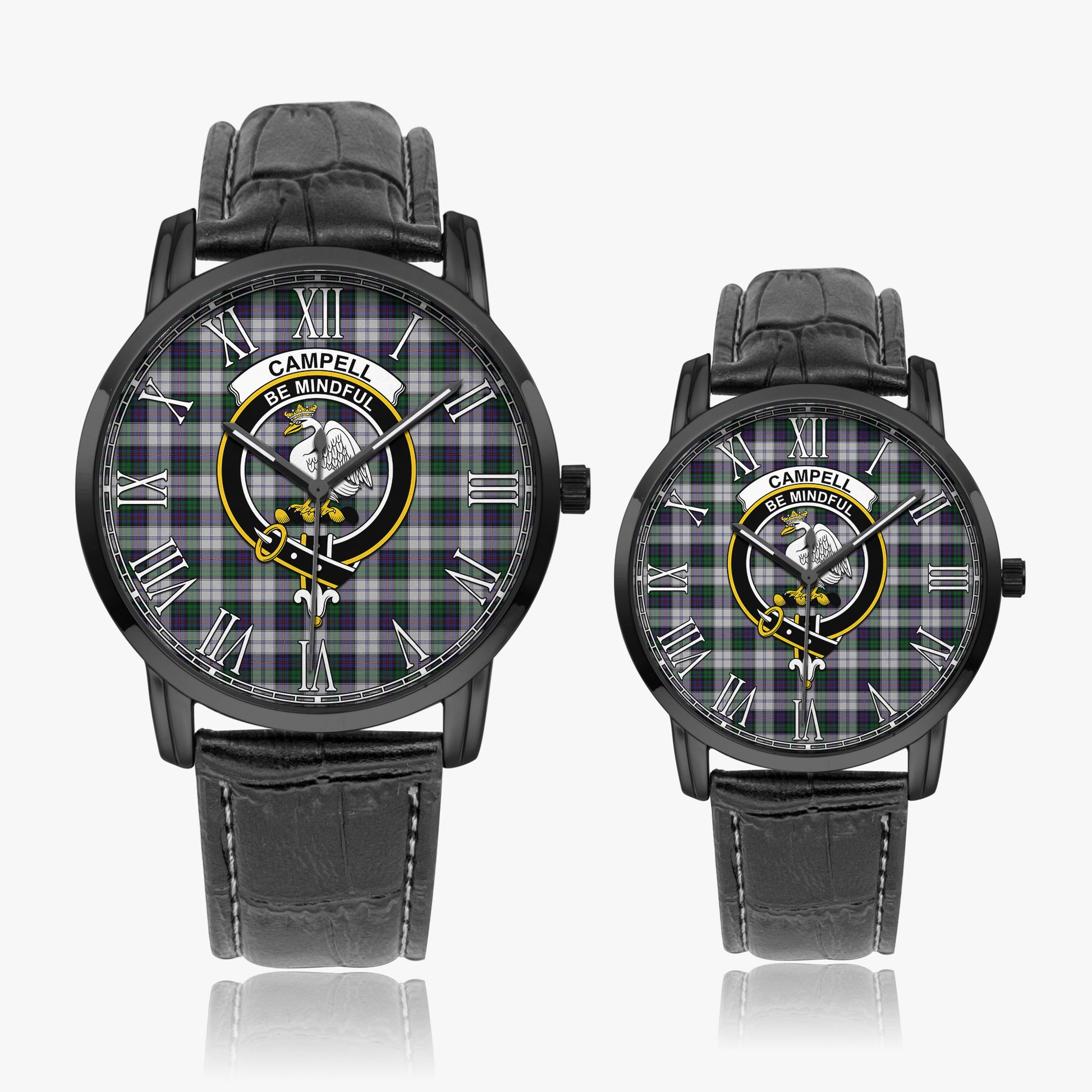 Campbell of Cawdor Dress Tartan Family Crest Leather Strap Quartz Watch - Tartanvibesclothing