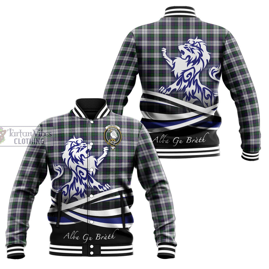 Campbell of Cawdor Dress Tartan Baseball Jacket with Alba Gu Brath Regal Lion Emblem Unisex - Tartanvibesclothing Shop