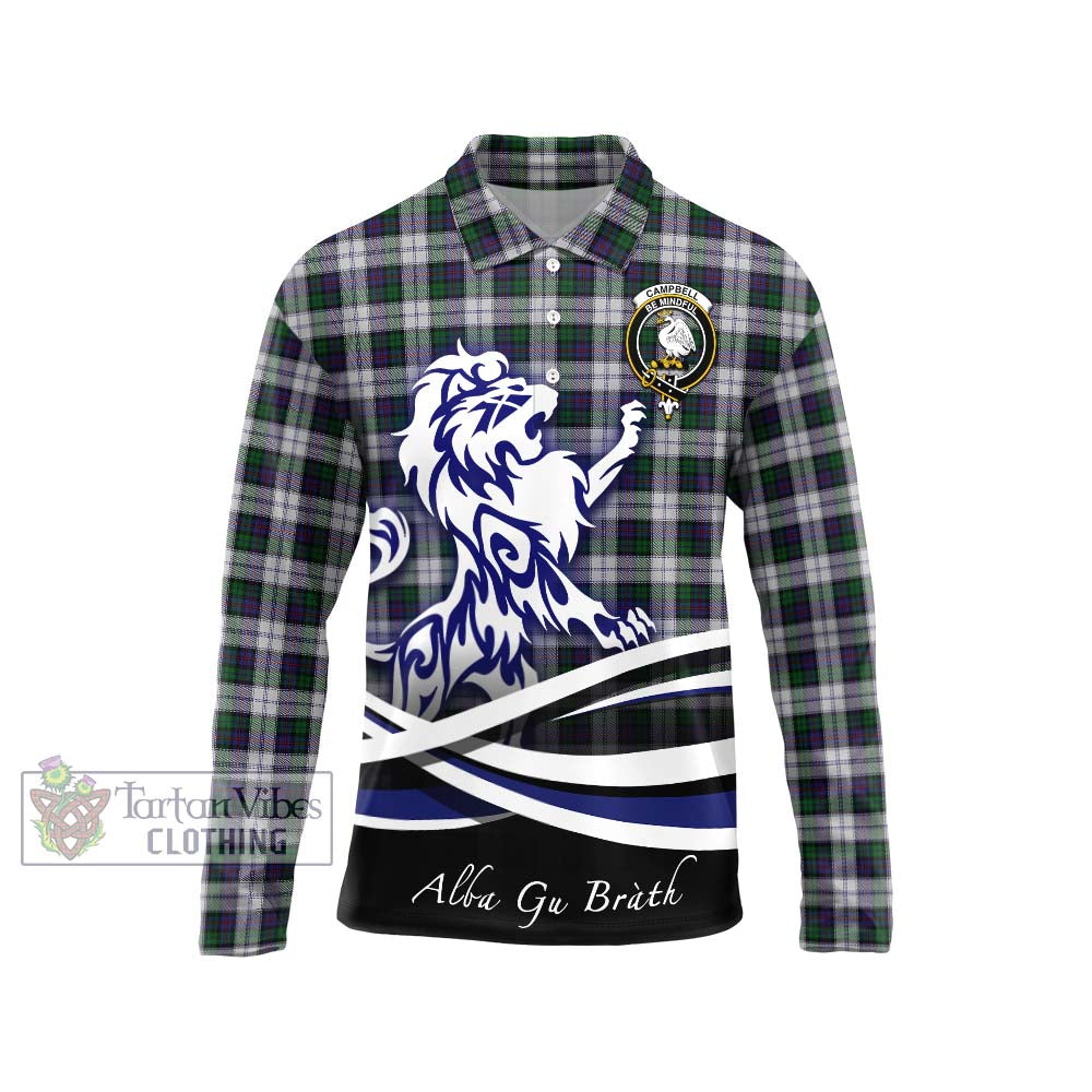 Campbell of Cawdor Dress Tartan Long Sleeve Polo Shirt with Alba Gu Brath Regal Lion Emblem Unisex - Tartanvibesclothing Shop