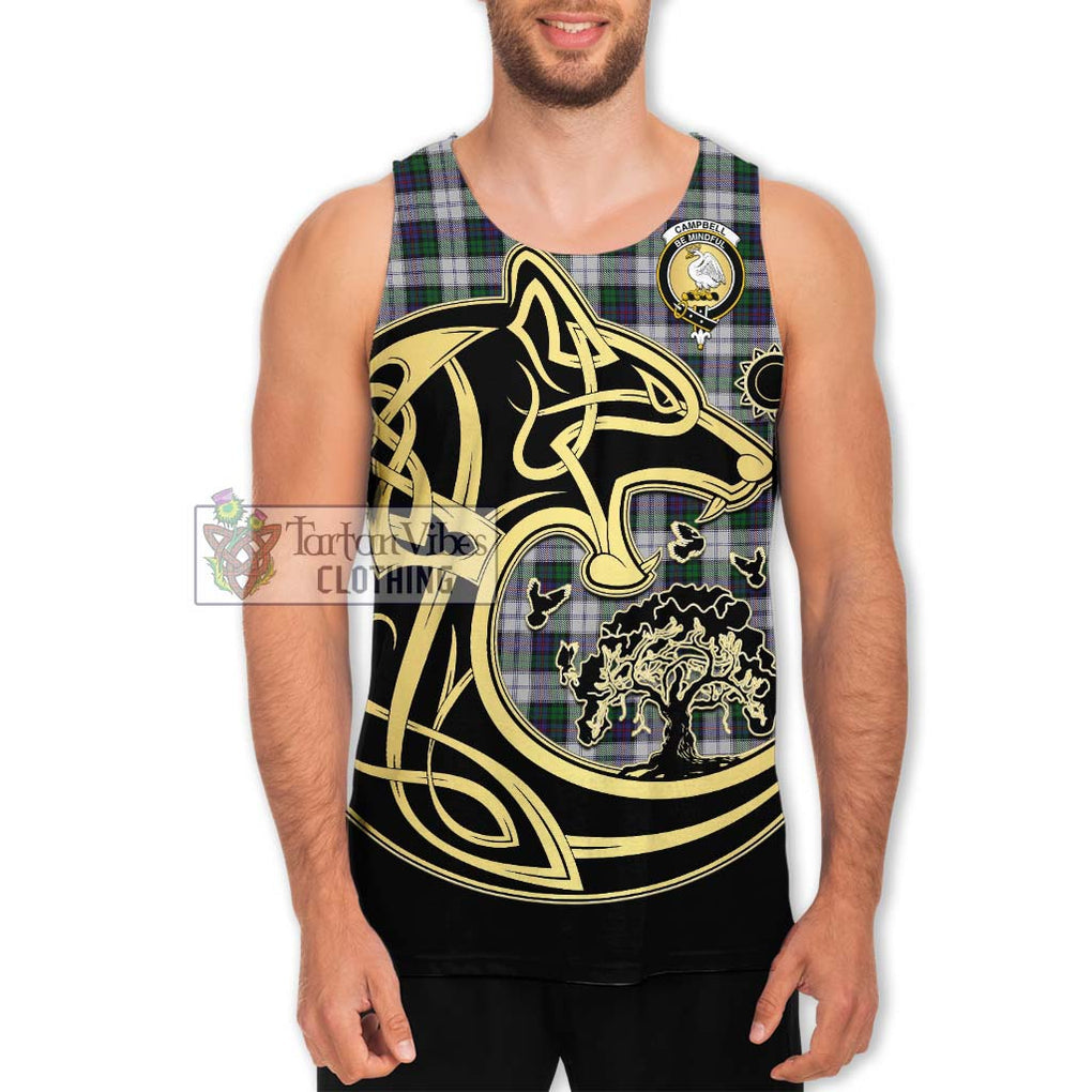 Campbell of Cawdor Dress Tartan Men's Tank Top with Family Crest Celtic Wolf Style Men - Tartan Vibes Clothing