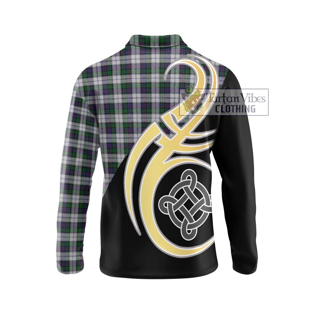 Campbell of Cawdor Dress Tartan Long Sleeve Polo Shirt with Family Crest and Celtic Symbol Style - Tartan Vibes Clothing