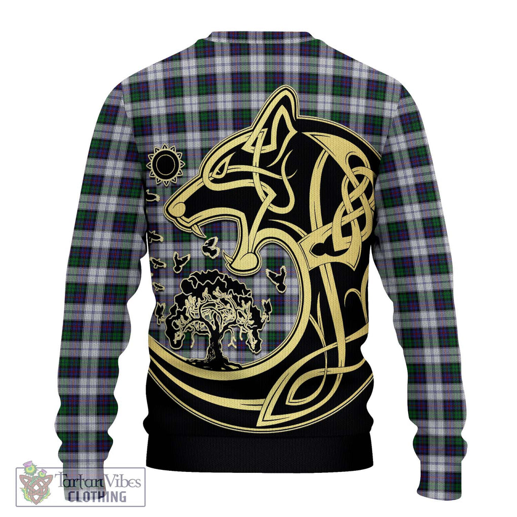 Campbell of Cawdor Dress Tartan Knitted Sweater with Family Crest Celtic Wolf Style - Tartan Vibes Clothing