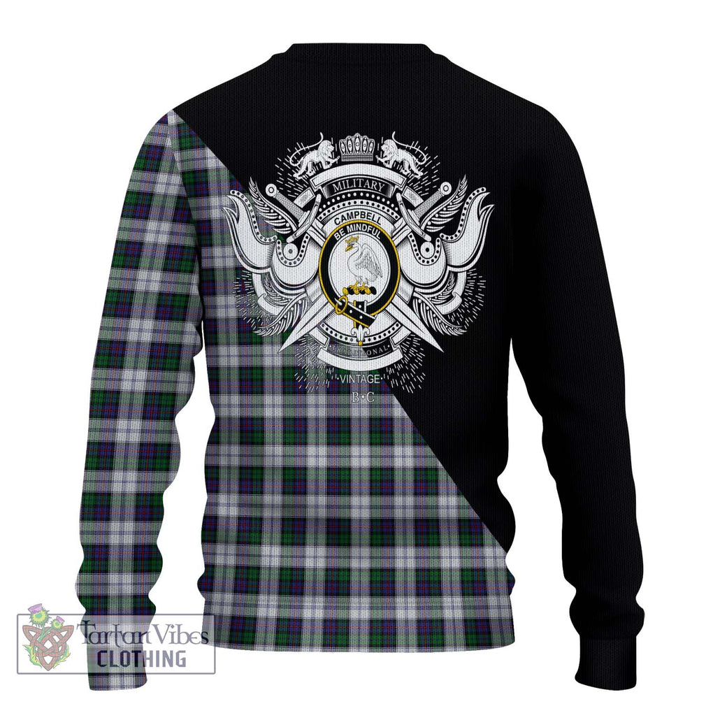 Campbell of Cawdor Dress Tartan Knitted Sweater with Family Crest and Military Logo Style - Tartanvibesclothing Shop