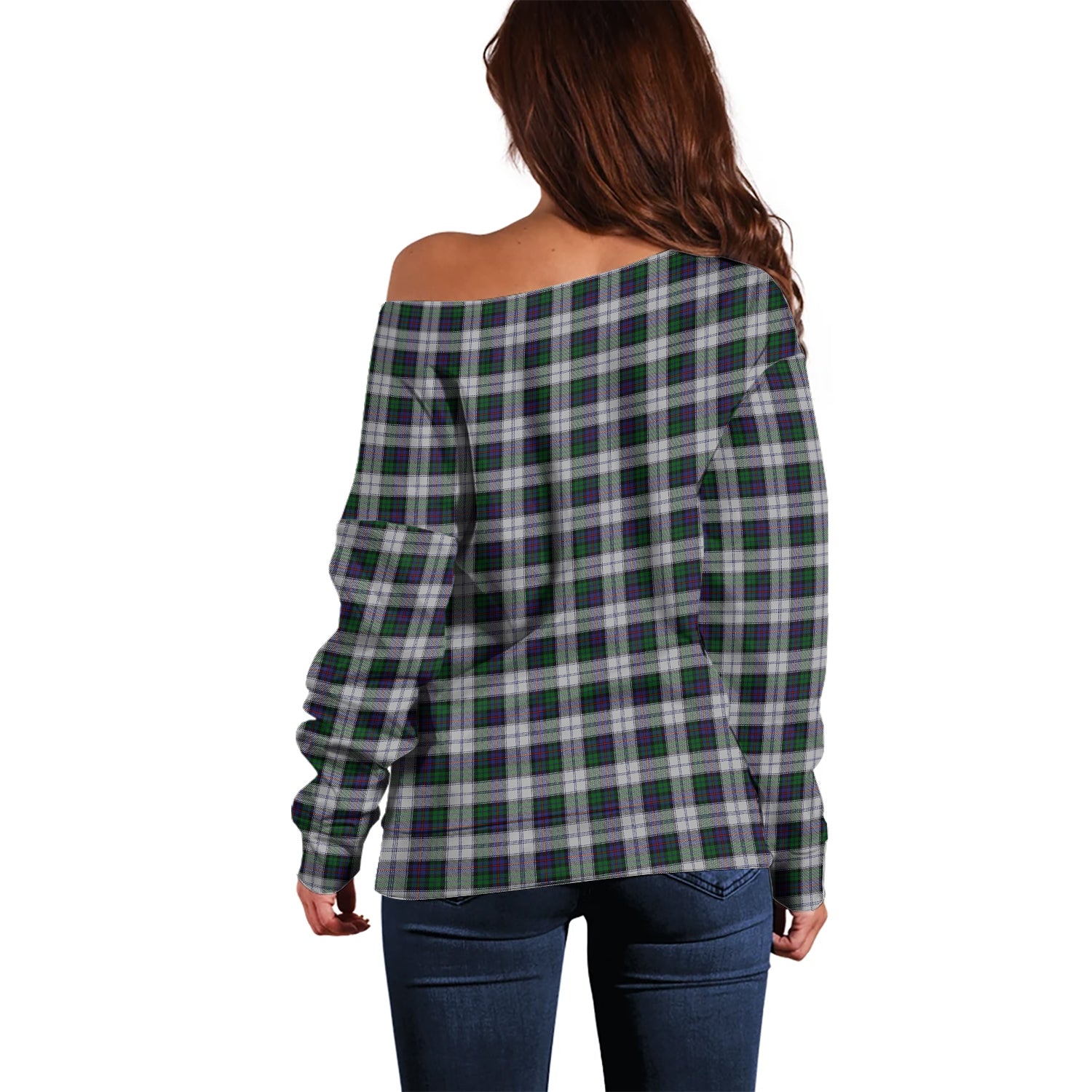 Campbell of Cawdor Dress Tartan Off Shoulder Women Sweater - Tartanvibesclothing