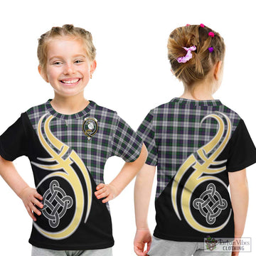 Campbell of Cawdor Dress Tartan Kid T-Shirt with Family Crest and Celtic Symbol Style