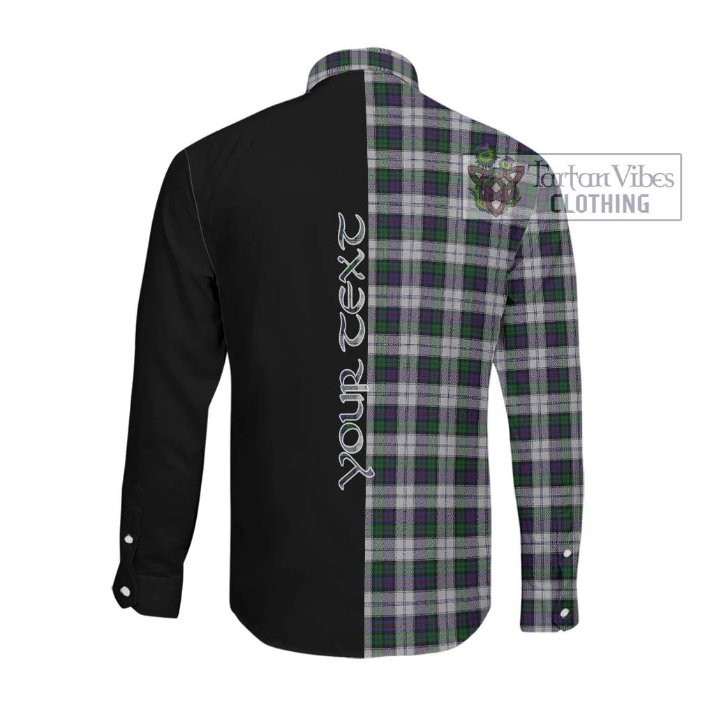 Campbell of Cawdor Dress Tartan Long Sleeve Button Shirt with Family Crest and Half Of Me Style Men's Shirt - Tartanvibesclothing Shop