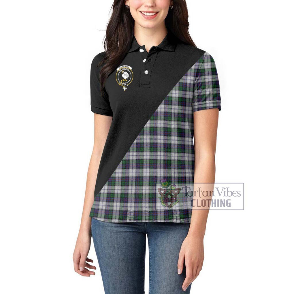 Campbell of Cawdor Dress Tartan Women's Polo Shirt with Family Crest and Military Logo Style - Tartanvibesclothing Shop