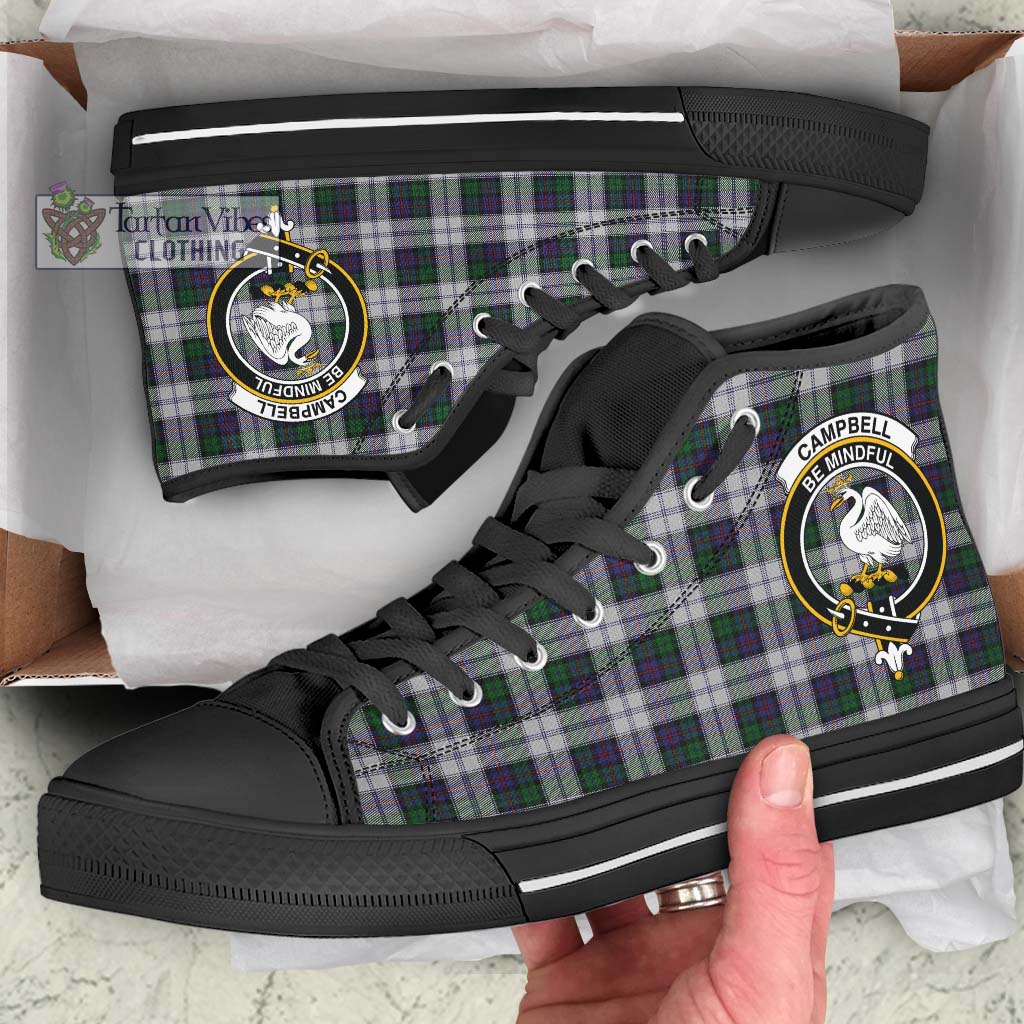 Tartan Vibes Clothing Campbell of Cawdor Dress Tartan High Top Shoes with Family Crest