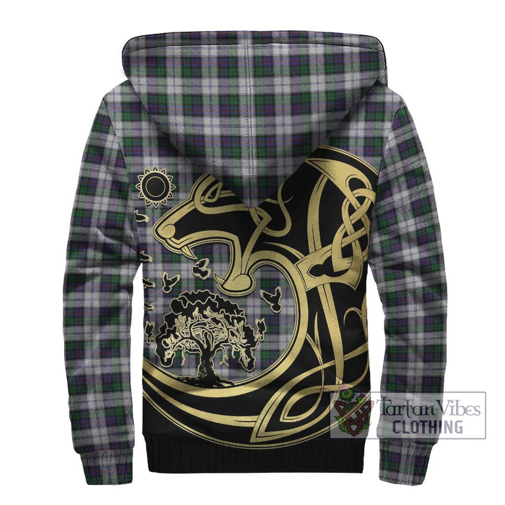 Campbell of Cawdor Dress Tartan Sherpa Hoodie with Family Crest Celtic Wolf Style - Tartan Vibes Clothing