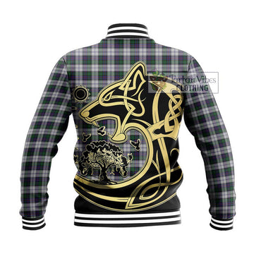 Campbell of Cawdor Dress Tartan Baseball Jacket with Family Crest Celtic Wolf Style