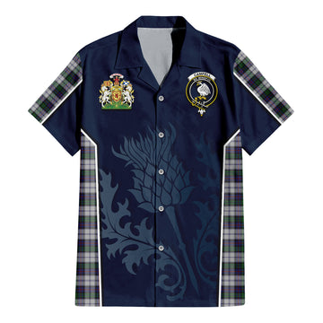 Campbell of Cawdor Dress Tartan Short Sleeve Button Up Shirt with Family Crest and Scottish Thistle Vibes Sport Style