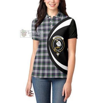 Campbell of Cawdor Dress Tartan Women's Polo Shirt with Family Crest Circle Style