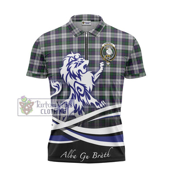 Campbell of Cawdor Dress Tartan Zipper Polo Shirt with Alba Gu Brath Regal Lion Emblem